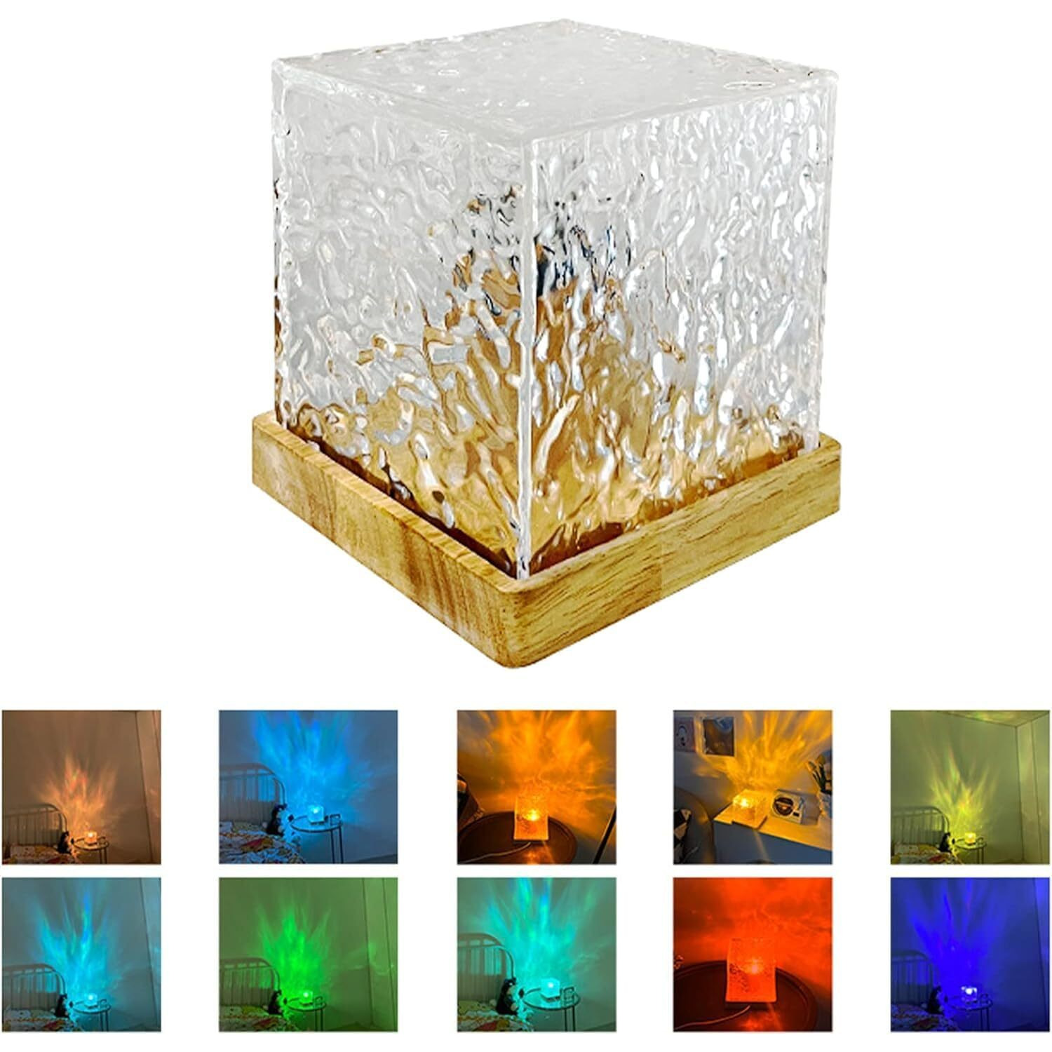 PESCA Lights Ocean Wave, Romantic Warm Ocean Wave Water Night Light Projector 3D Water Wave Effect, Romantic LED Light Projector Projection Lamps Crystal Table Lamp for Bedroom Decor