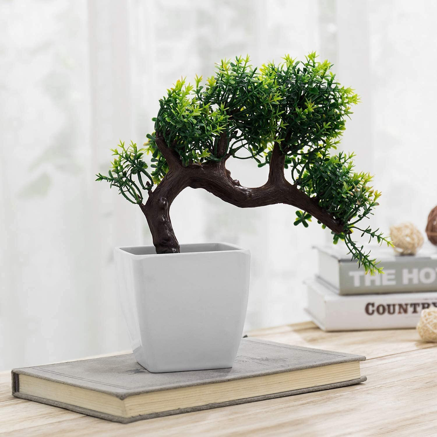 Dekorly Artificial Colourful Wild Bonsai Plants for Home Decor | Artificial Plants Outdoor, Plastic Plants for Home Office Desk Bathroom Bedroom (Green-H)