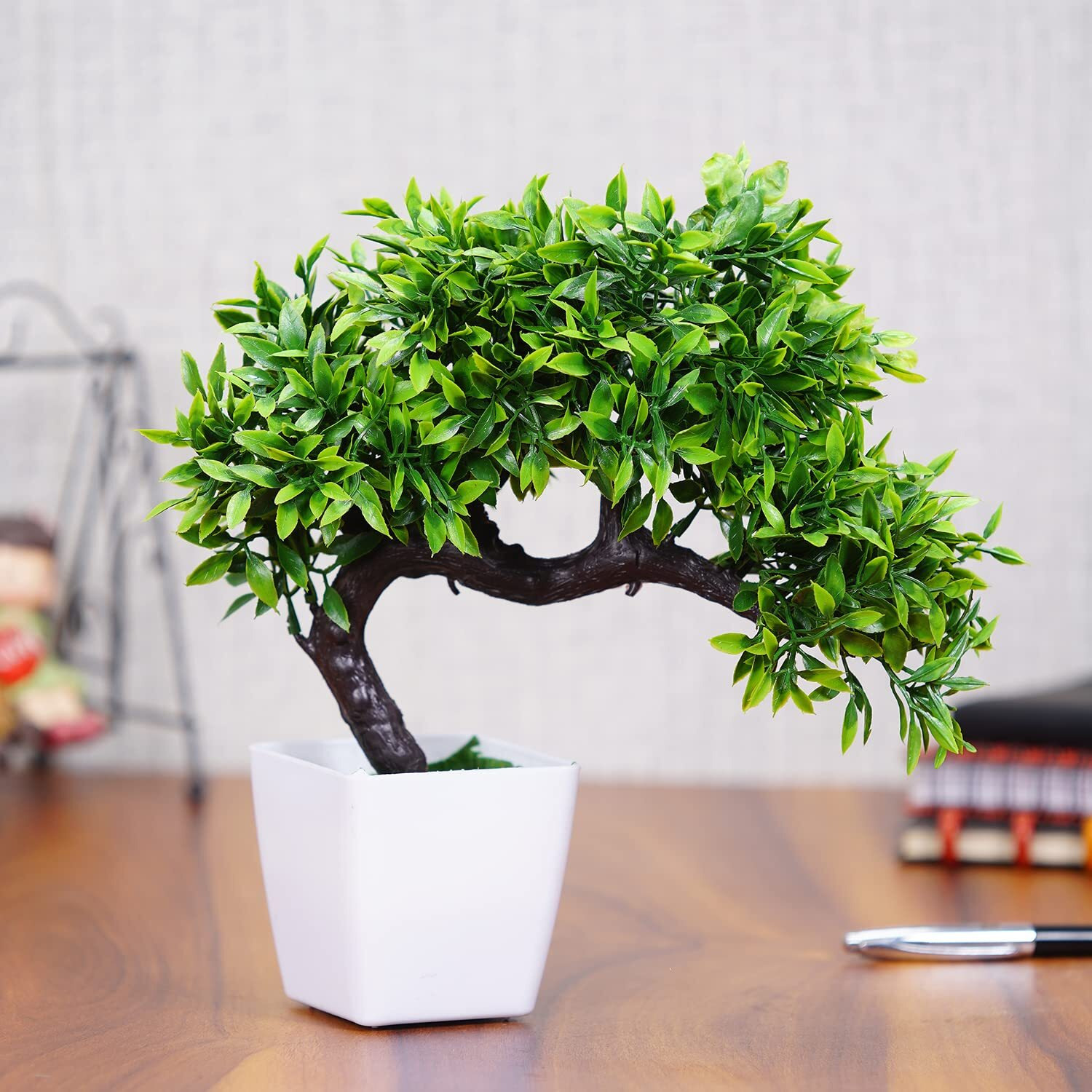 Dekorly Artificial Colourful Wild Bonsai Plants for Home Decor | Artificial Plants Outdoor, Plastic Plants for Home Office Desk Bathroom Bedroom (Green-D)