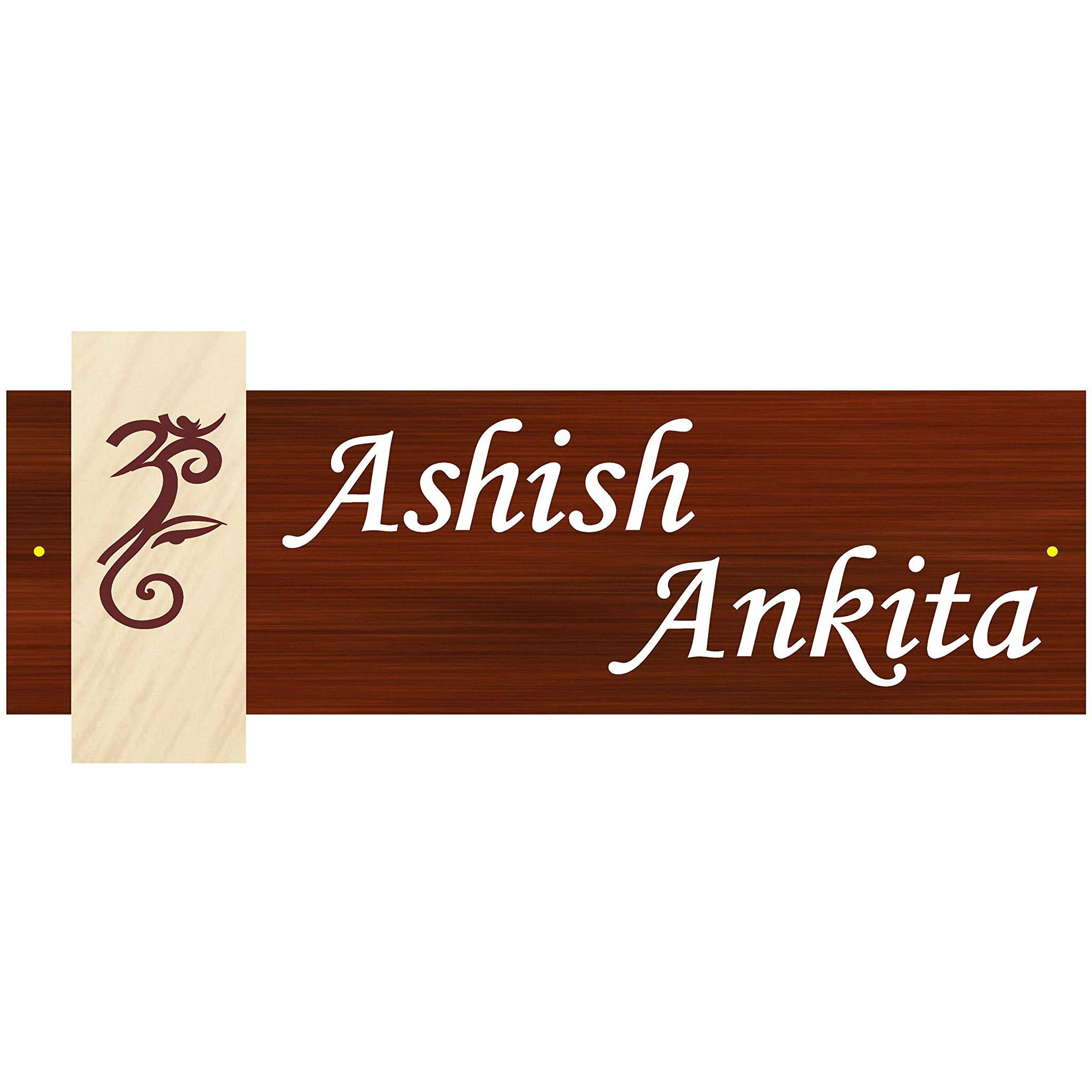 SANGAM AD Aluminium Composite Penal Ashish Ankita Personalized Nameplate for Home Decor (Length 15 x Height 6 x Width 0.3-inch)