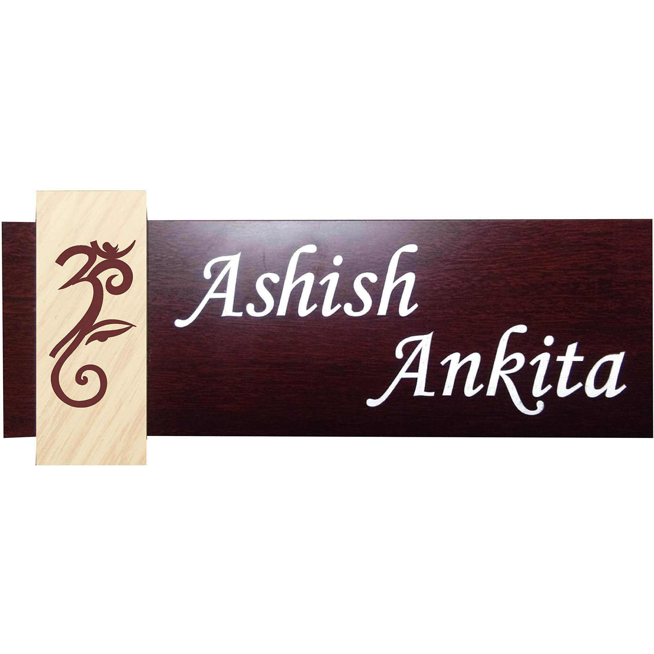 SANGAM AD Aluminium Composite Penal Ashish Ankita Personalized Nameplate for Home Decor (Length 15 x Height 6 x Width 0.3-inch)