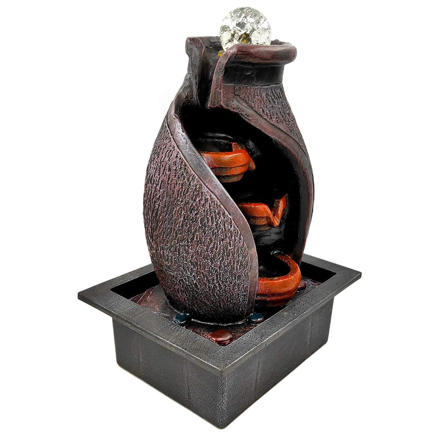 GTC Beautiful Mini Waterfall Fountain with Electric Water Pump for Home Decor Show Piece Indoor Decorative Diwali Birthday Item showpiece (75054, Multicolour)