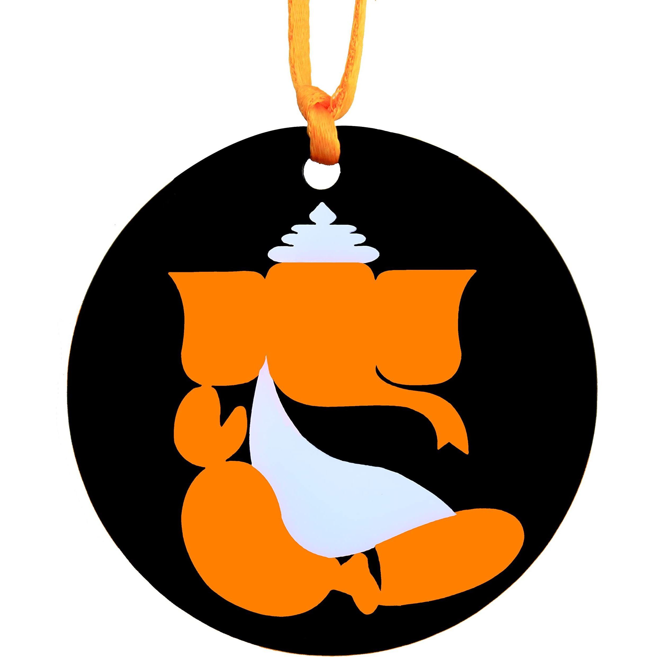 U & U UNIQUE UTILITIES Ganesh Ji Car Hanging Interior Decor Accessory (3 Inch, Orange), Acrylic