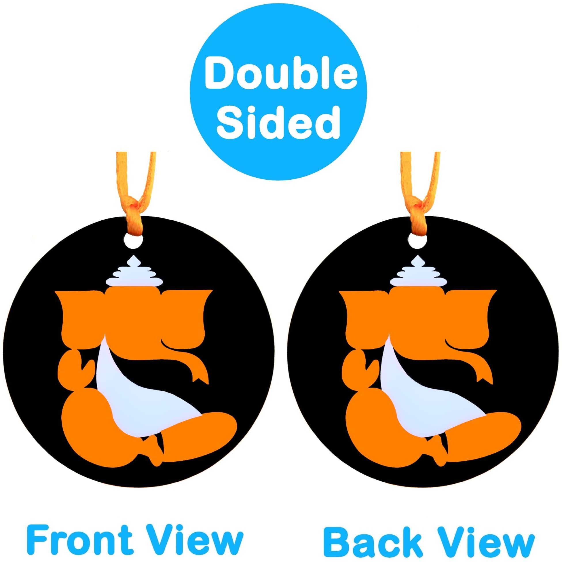 U & U UNIQUE UTILITIES Ganesh Ji Car Hanging Interior Decor Accessory (3 Inch, Orange), Acrylic