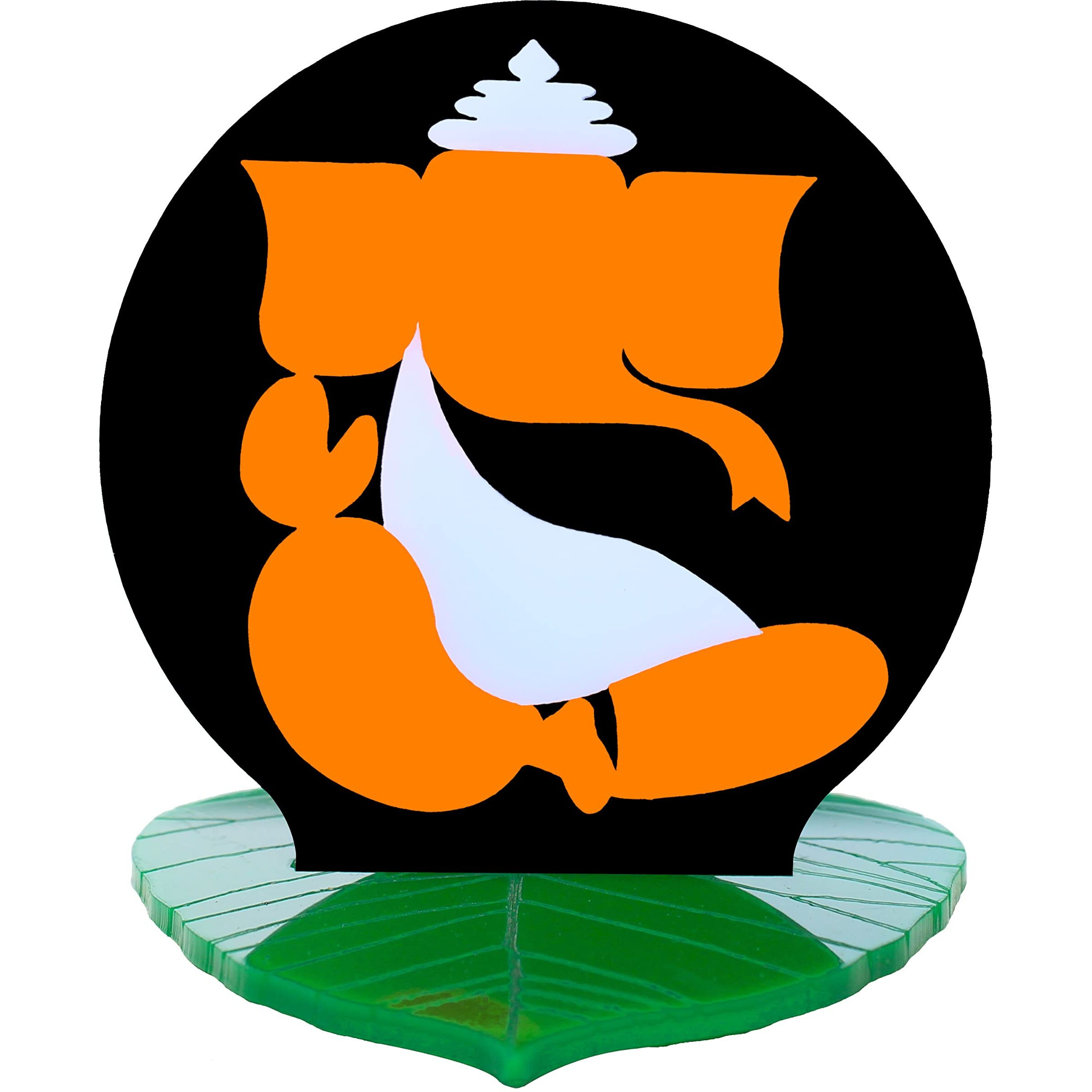 U & U UNIQUE UTILITIES Acrylic God Ganesh Car Dashboard Idol for Interior Decor Accessory (3 Inch, Orange)