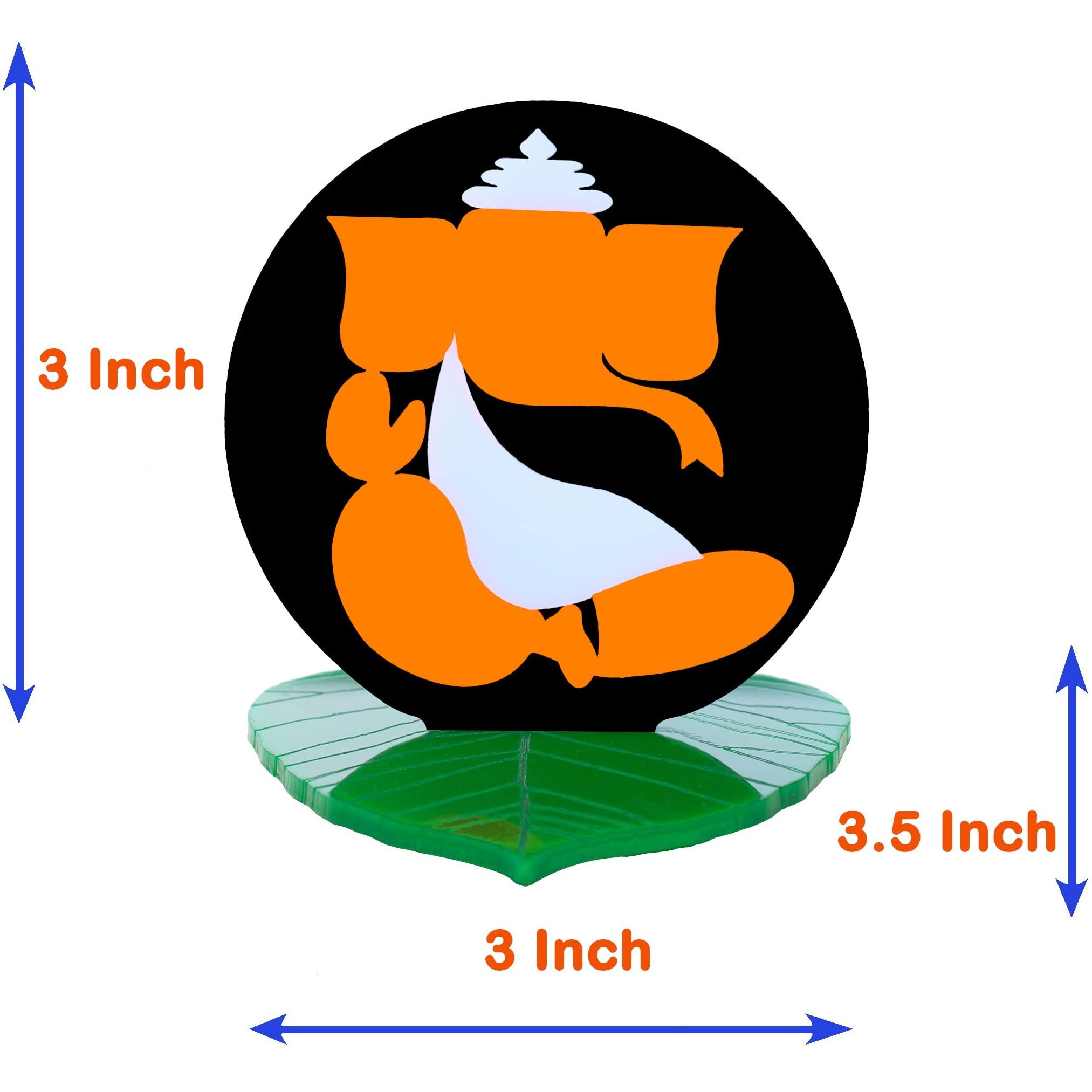 U & U UNIQUE UTILITIES Acrylic God Ganesh Car Dashboard Idol for Interior Decor Accessory (3 Inch, Orange)
