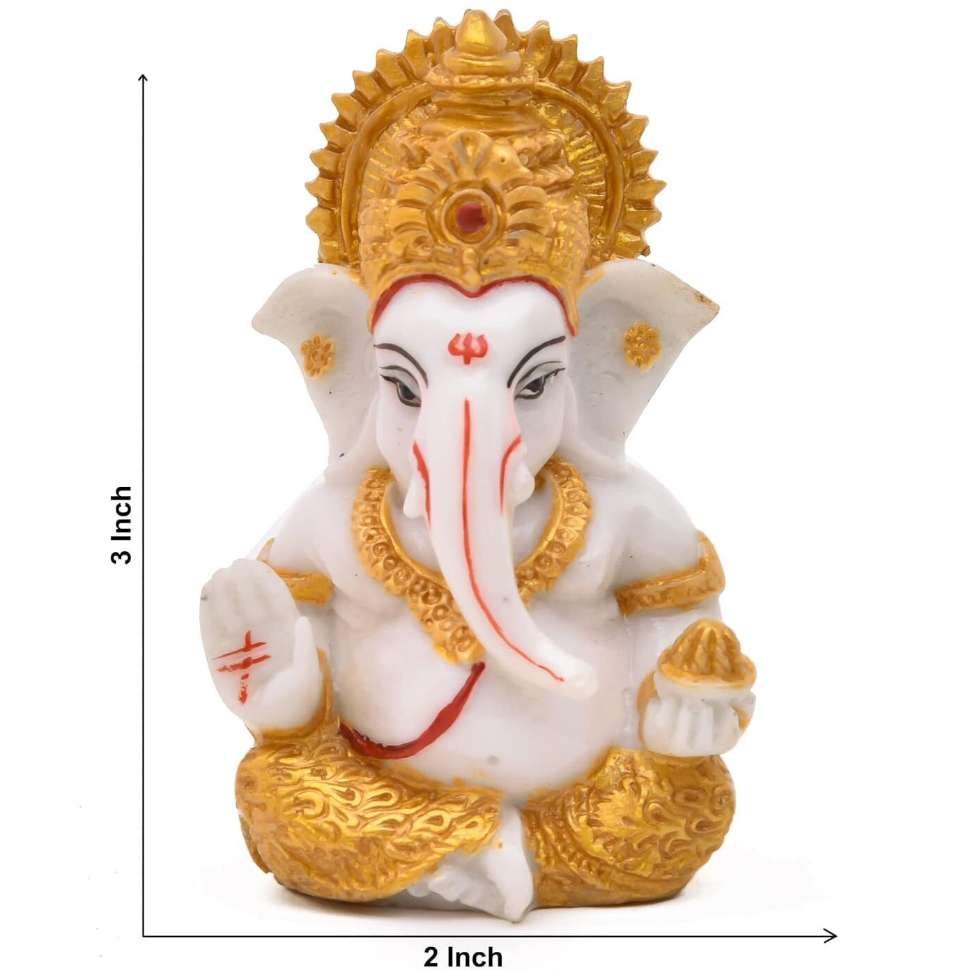 HOUSEHOLD HUB Handcrafted Marble Chowki for God Idol - Elegant Home Dcor | Octagonal Peacock Design | includes Free Golden Ganesh Ji Idol 3x2 Inch
