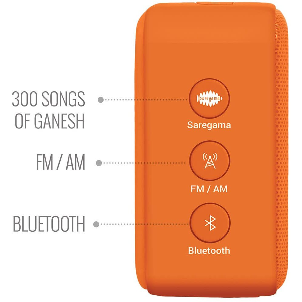 Saregama Carvaan Mini 2.0 Ganesh - Music Player with Bluetooth/FM/AM/AUX (Devotional Orange)