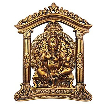 Akriti Brass Art Wares Aluminum Lord Ganesha Gate Frame Wall Hanging for Entrance Door Living Room | Decorative Ganpati Gun Metal Copper