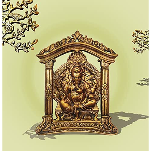 Akriti Brass Art Wares Aluminum Lord Ganesha Gate Frame Wall Hanging for Entrance Door Living Room | Decorative Ganpati Gun Metal Copper