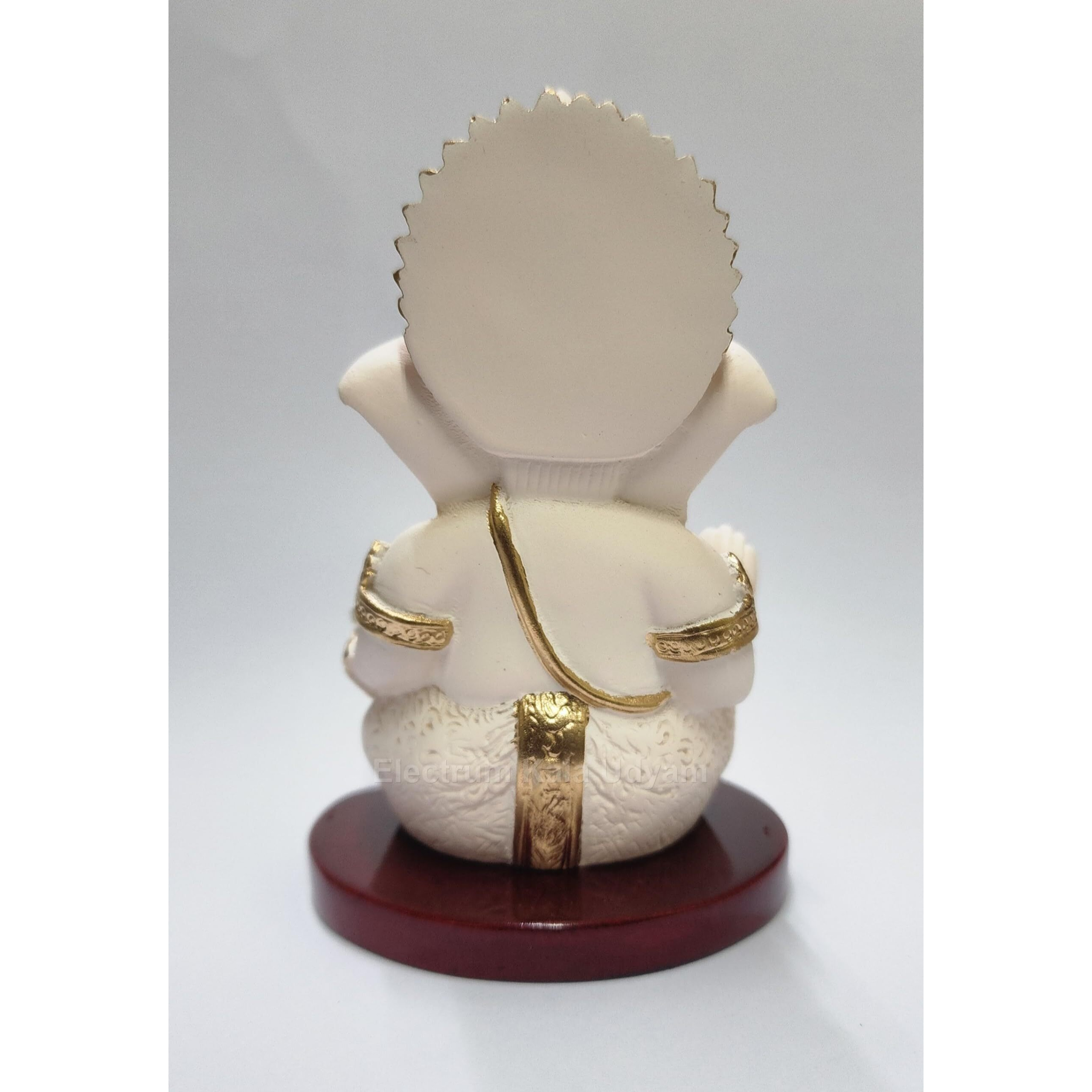 Electrum Kala Udyam Resin Ganesha/Ganpati With Base - Perfect For Car Dashboard, Office Desk, Shelves, And Home Decor - Ideal Housewarming Gift (Mukutpeachivorymdf 3.5)