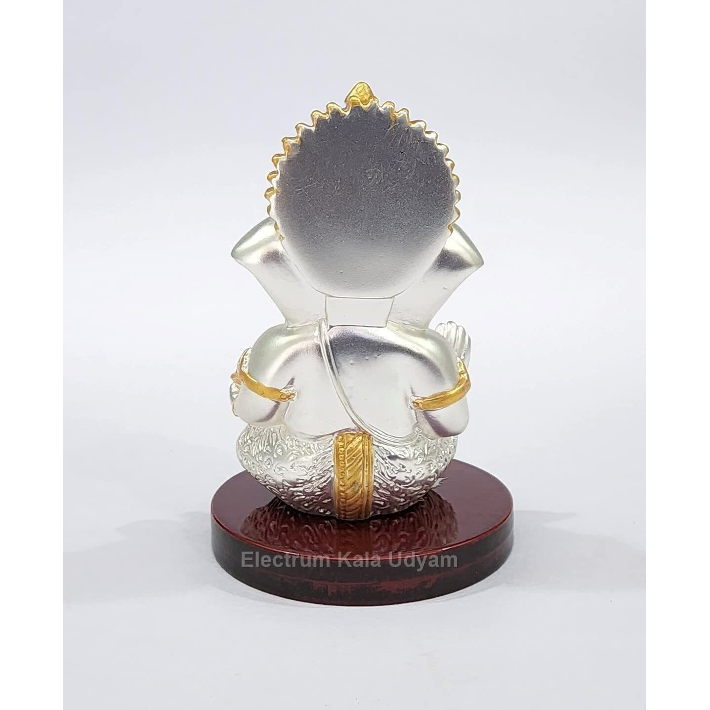 Electrum Kala udyam Four Hands Ganesha Statue for Car Dashboard|Silver Plated Statue of Ganpati for Peace and Prosperity| Idol for Pooja, Office and Home Decor and Gifts (MDMATSILMUKUT)