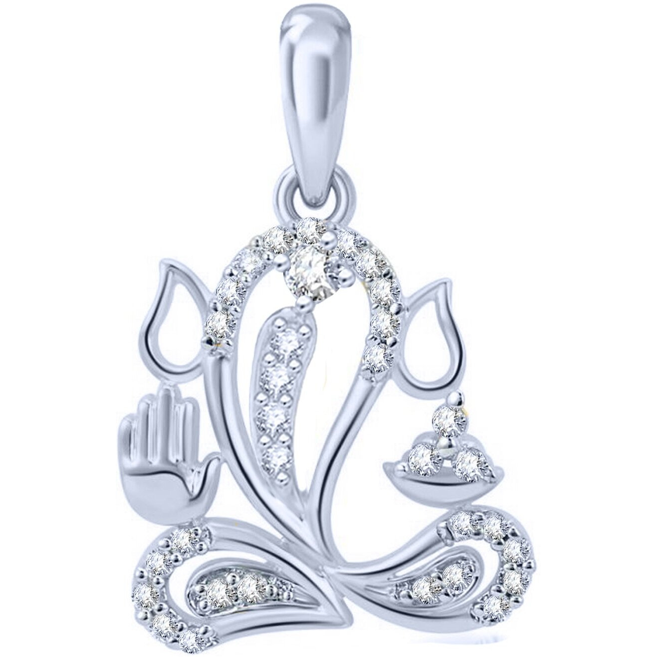 THE MARKETVILLA 925 Sterling Silver Ganesha Ganpati Locket CZ God Pendant For Man & Women Pendent