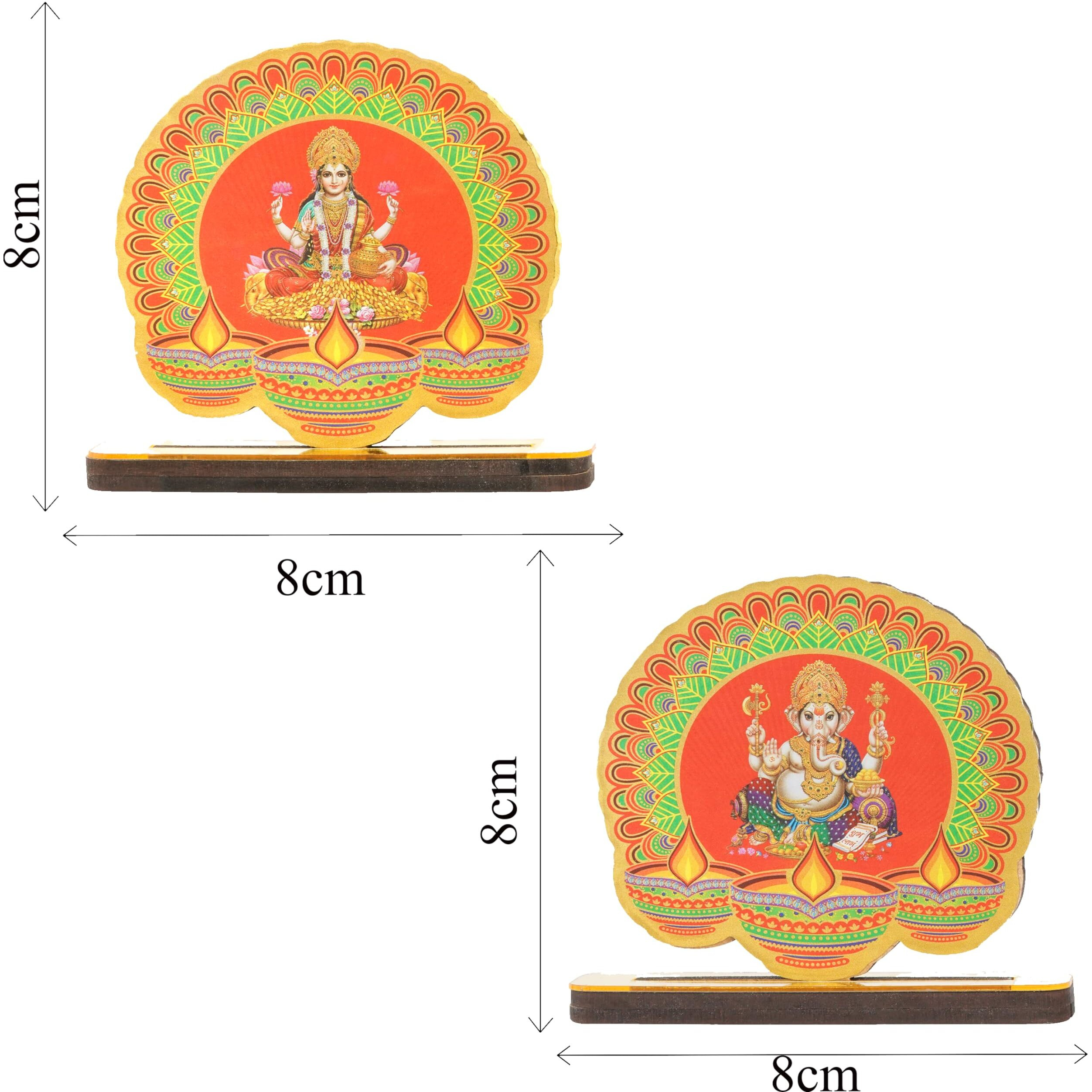 PD Craftozone Decorative Ganpati-MAA Lakshmi Cutouts for Temple and Table | Festival Home Decor for Pooja Stand, Home and Kitchen Temple and Festival Celebration | Golden (God)