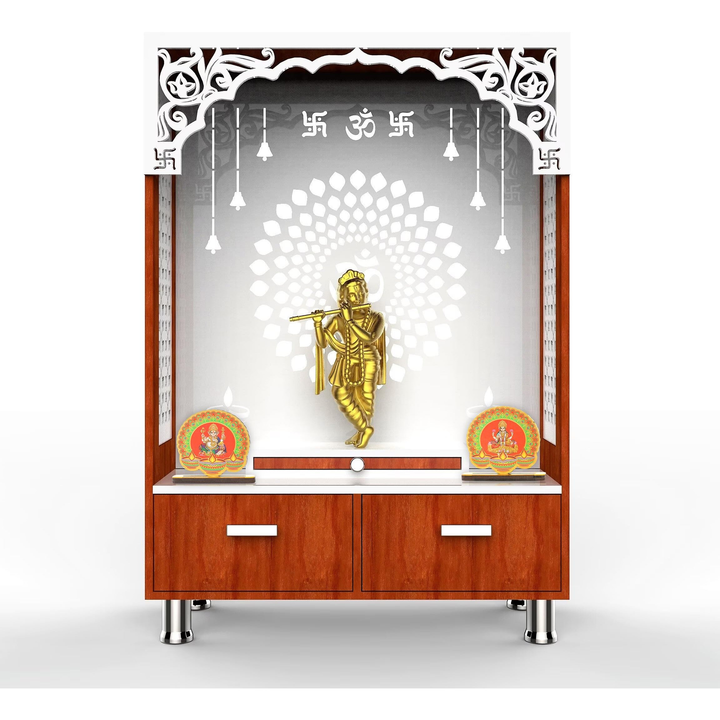 PD Craftozone Decorative Ganpati-MAA Lakshmi Cutouts for Temple and Table | Festival Home Decor for Pooja Stand, Home and Kitchen Temple and Festival Celebration | Golden (God)