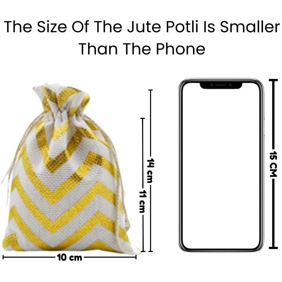 SATYAM KRAFT 10 pcs Golden Lines Drawstring stylish Storage Potli pouches for Jewelries, Money, Paper Notes Women Wallet, Gift Bags,rakshabandhan, Women handbag Shagun Pouch, Candy Bags,ganpati Puja
