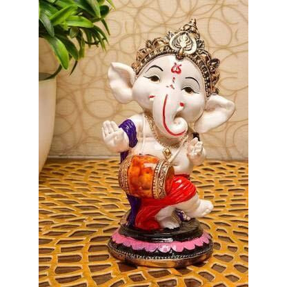 Handicrafts Villa Dancing Ganesh Showpiece (Dholak Ganesh, Standard)