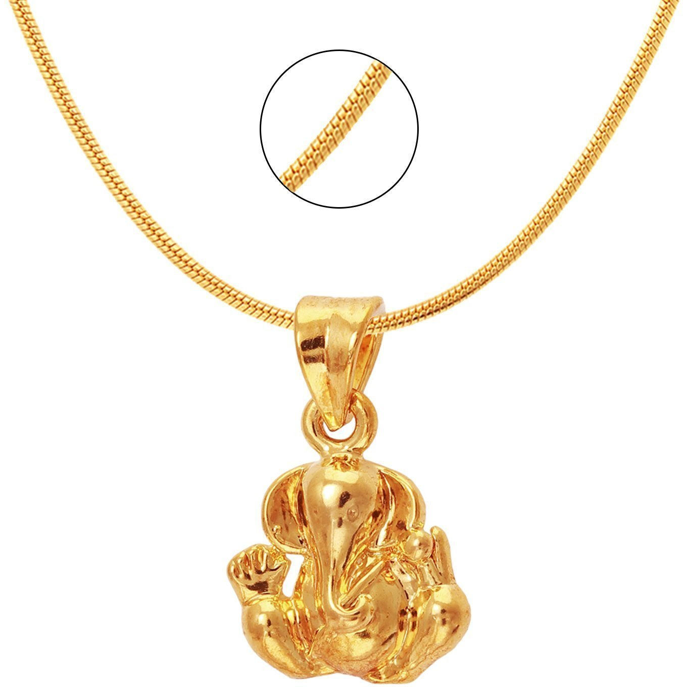 Mahi Exa Collection Ganesh Gold Plated Religious God Pendant with Chain for Men & Women PS6012012G
