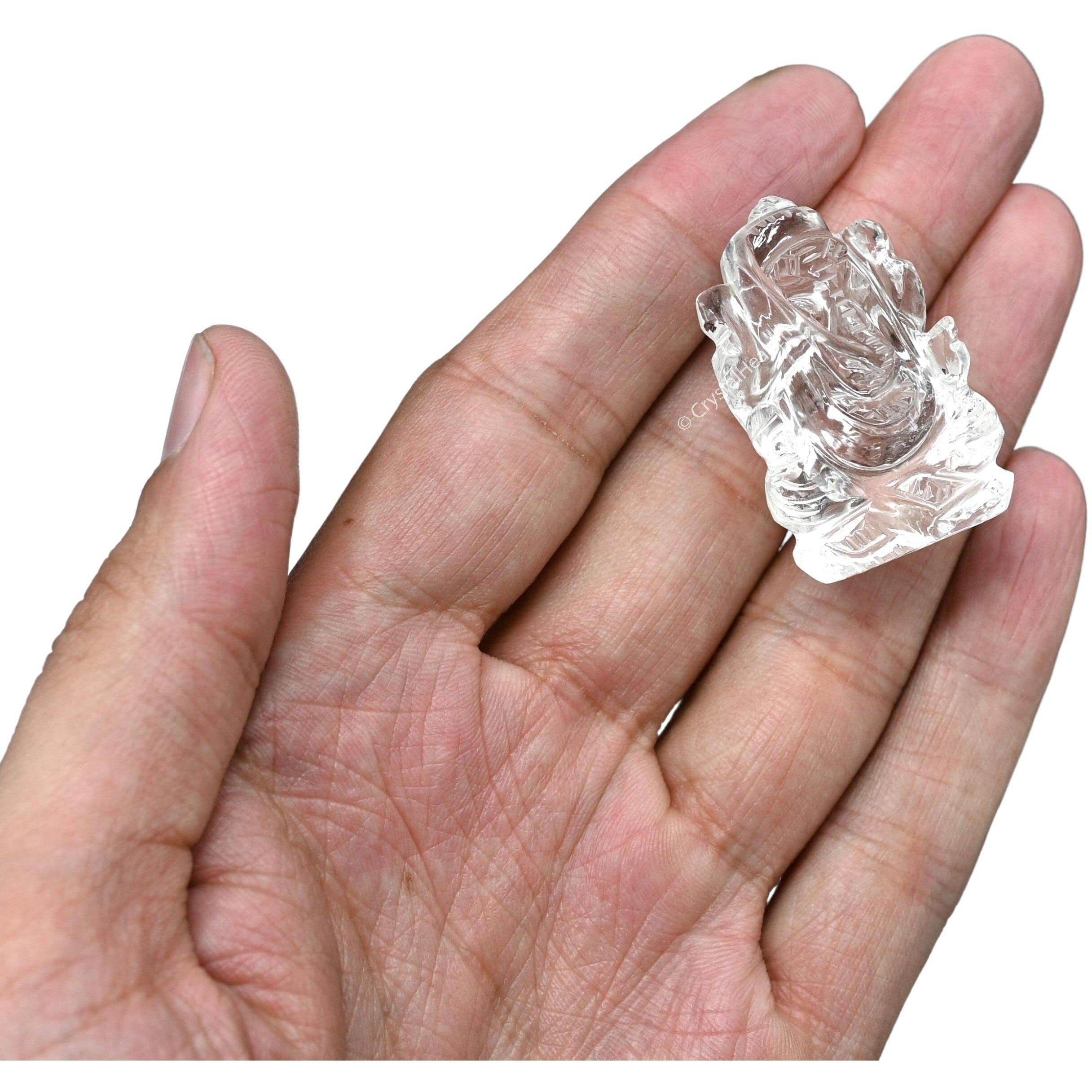 Crystal Heaven Sphatik Ganesh Original Certified Idol - AAA Grade Sphatik Healing Clear Quartz Crystal for Mediation Pooja (10-20 Gram)
