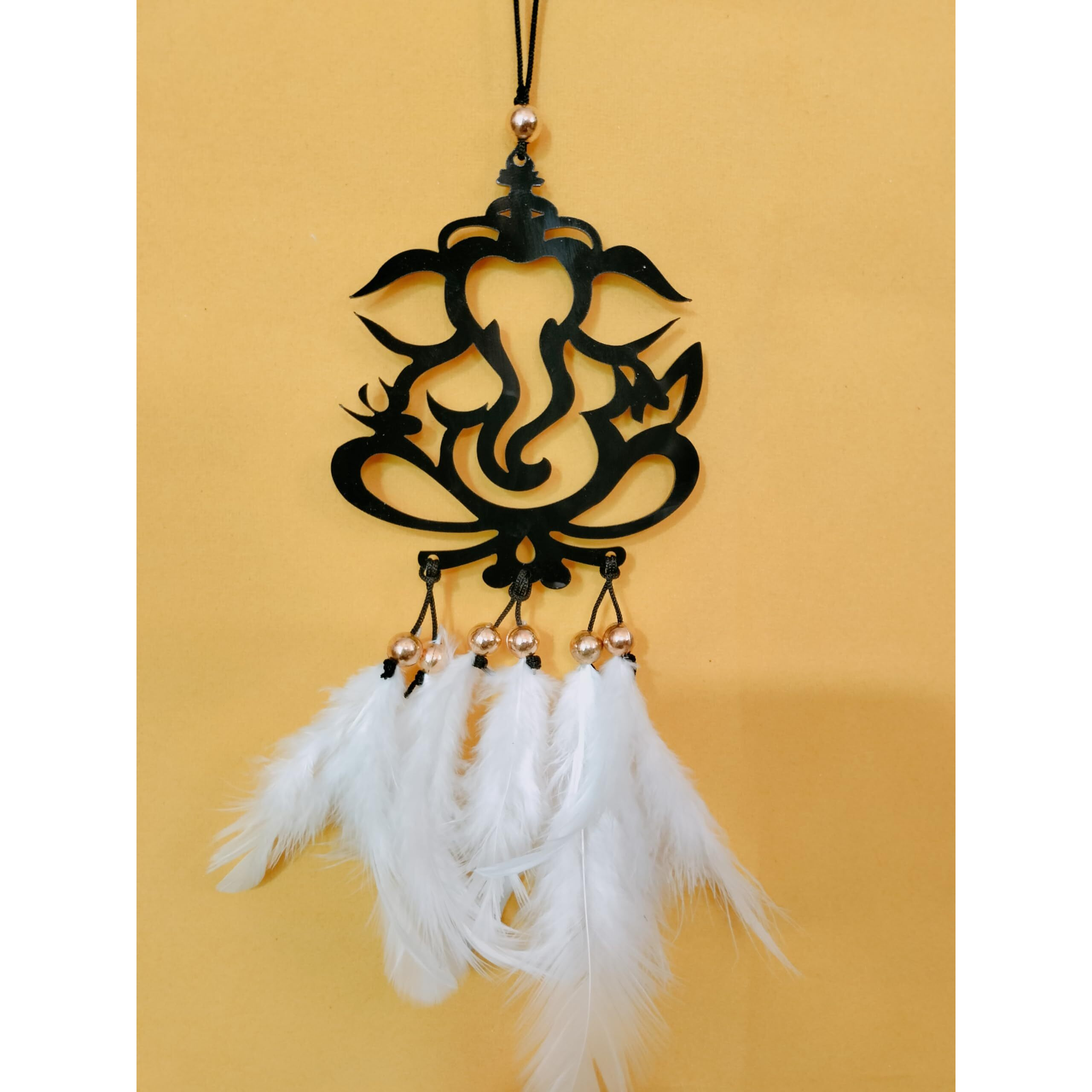 Jiyu Creation Ganesh Dream catcher for car hanging / Car hanging accessories / Car Hanging decor / Car Wind chimes / Car Decor / Car Hanging accessories interior with origional feather