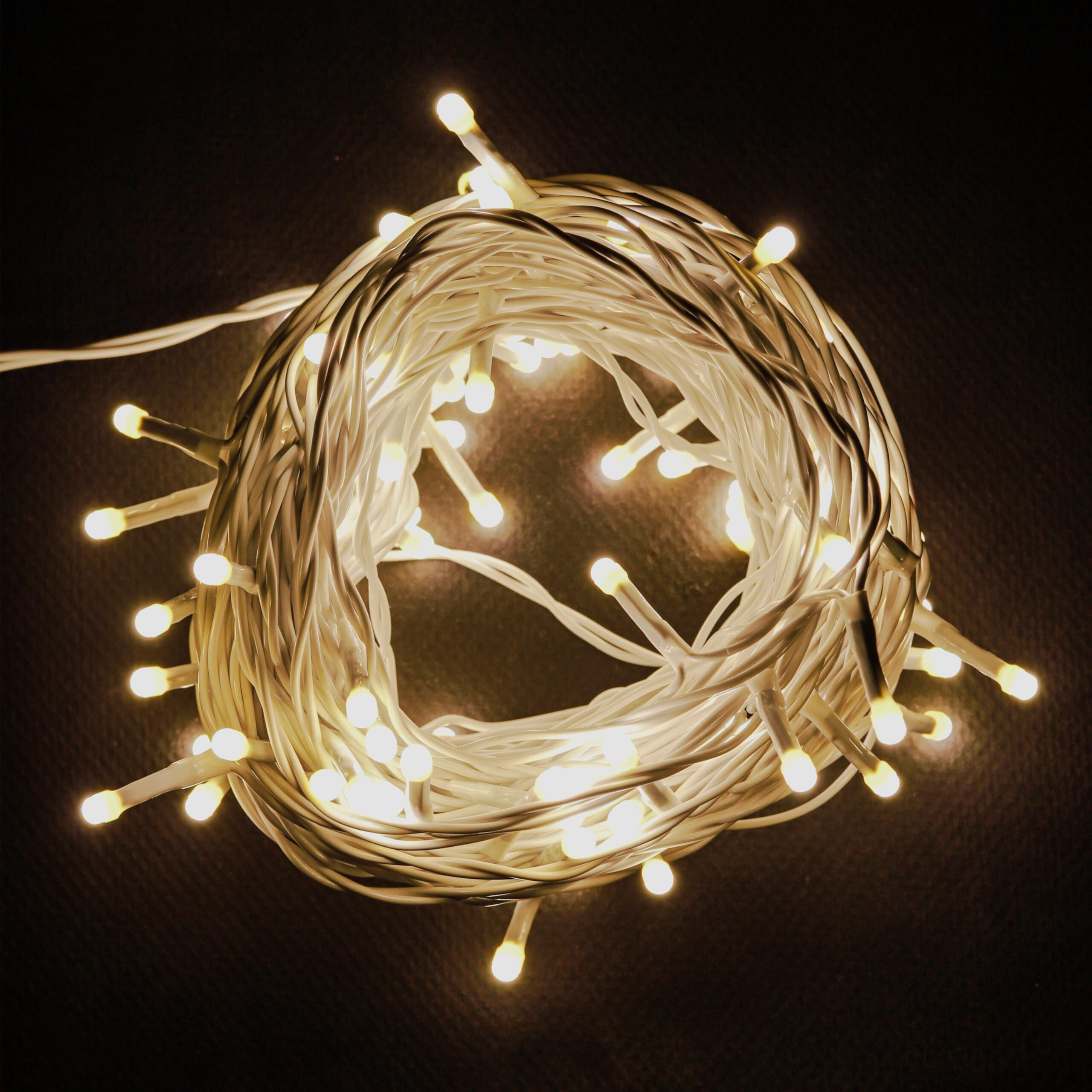Lexton Lunar 20 Meter 100 LED String/Fairy Light | Plug Sourced | Suitable for Home & Outdoor Decoration, Diwali, Christmas, Wedding, Party, Lawn, Ganesh Chaturthi, Festival (Pack of 10, Warm White)