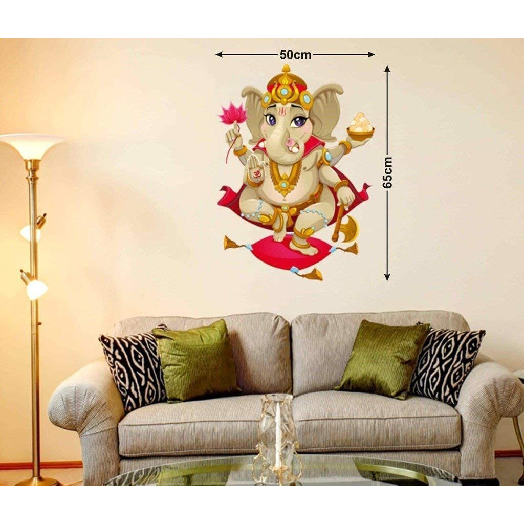 Decals Design Shree Ganesh Wall Decal (PVC Vinyl, 70 cm x 50 cm x 70 cm, Multicolour)