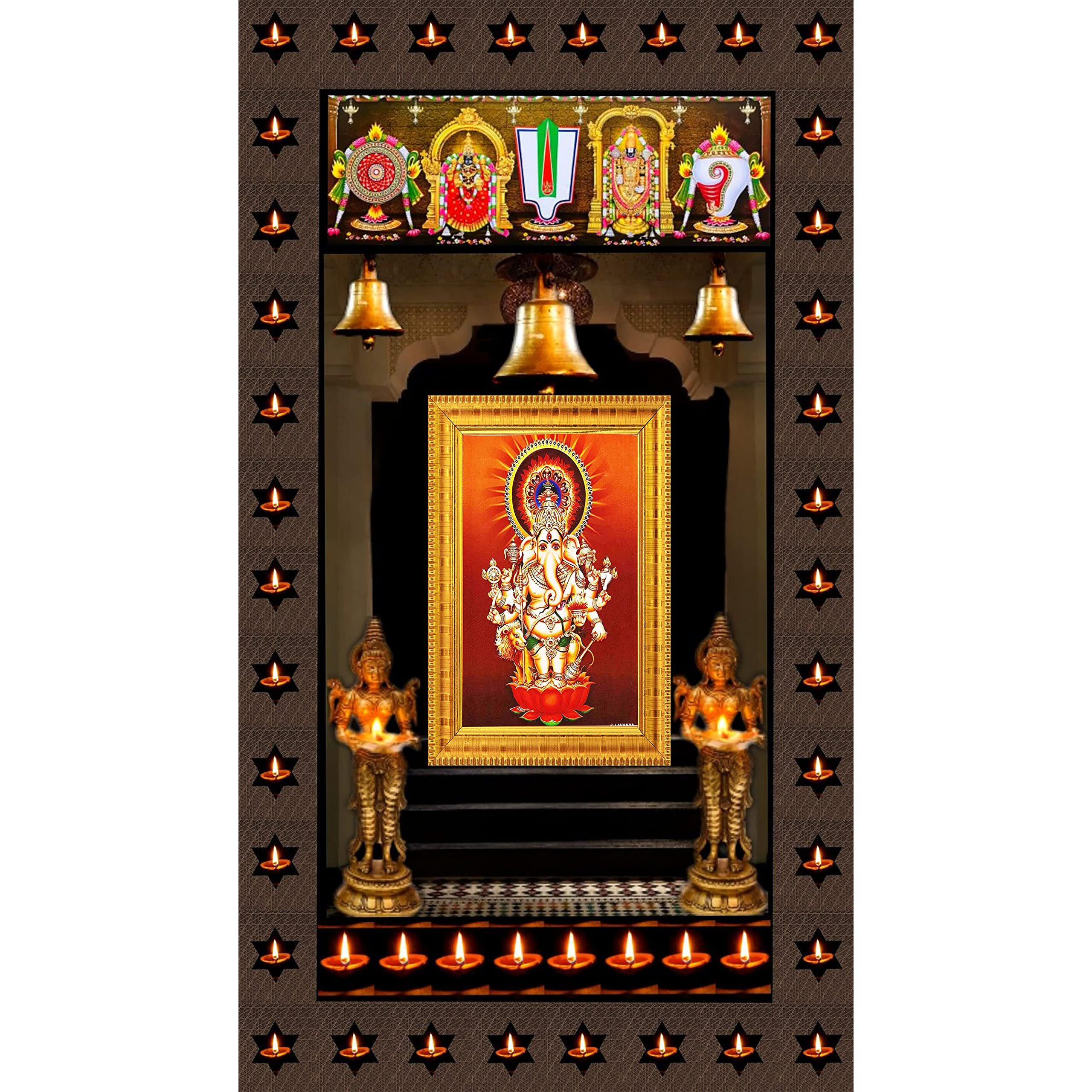Paljji Handicrafts Shubha Drishti Ganapathi For Home Main Door Entrance Hanging Subha Nazar Ganapathy Ganesha Ganesh Kannu Dishti Vinayaka Disti Vinayagar Photo Frame Big - Wood