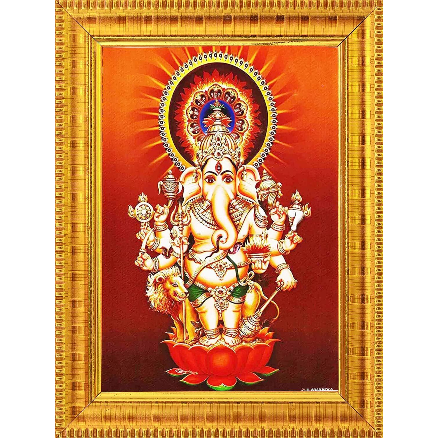 PALJJI HANDICRAFTS Shubha Drishti Ganapathi For Home Main Door Entrance Hanging Subha Nazar Ganapathy Ganesha Ganesh Kannu Dishti Vinayaka Disti Vinayagar Photo Frame Big - Wood (13 x 10 Inch)
