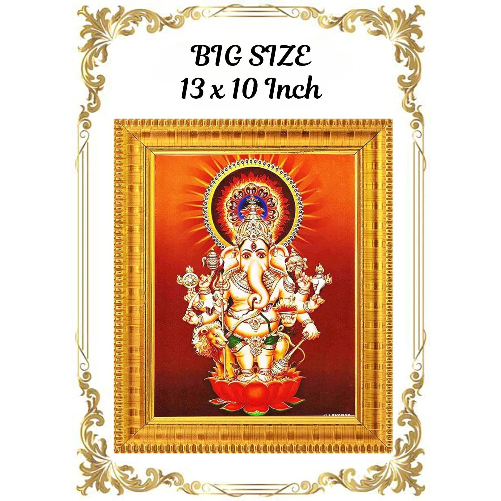PALJJI HANDICRAFTS Shubha Drishti Ganapathi For Home Main Door Entrance Hanging Subha Nazar Ganapathy Ganesha Ganesh Kannu Dishti Vinayaka Disti Vinayagar Photo Frame Big - Wood (13 x 10 Inch)