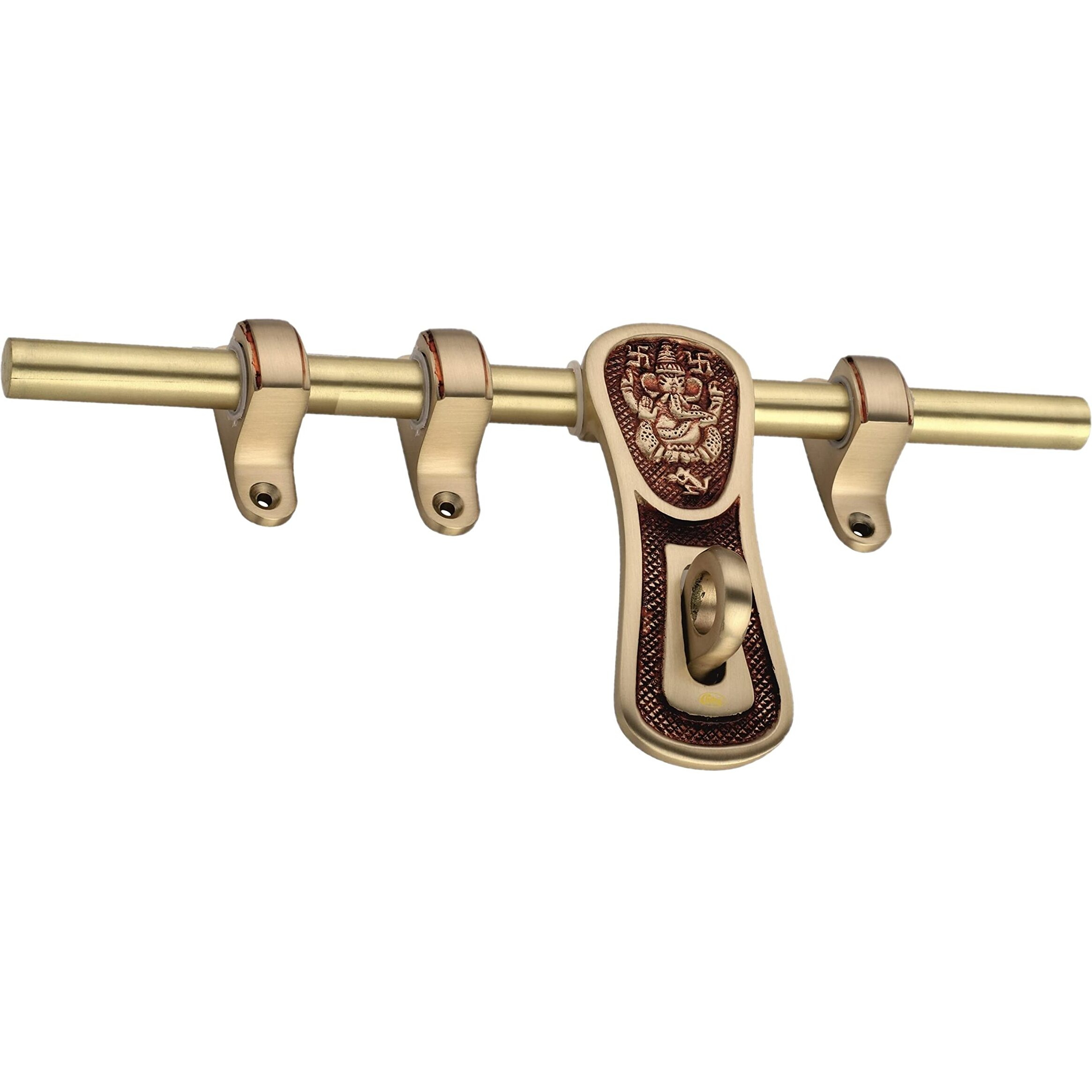 Chitra Ganesh Ji Series Brass Heavy Aldrop for Single and Double Door for Home/Office Door Pack of 2 (Matt Brush Golden Copper, 10 Inch)