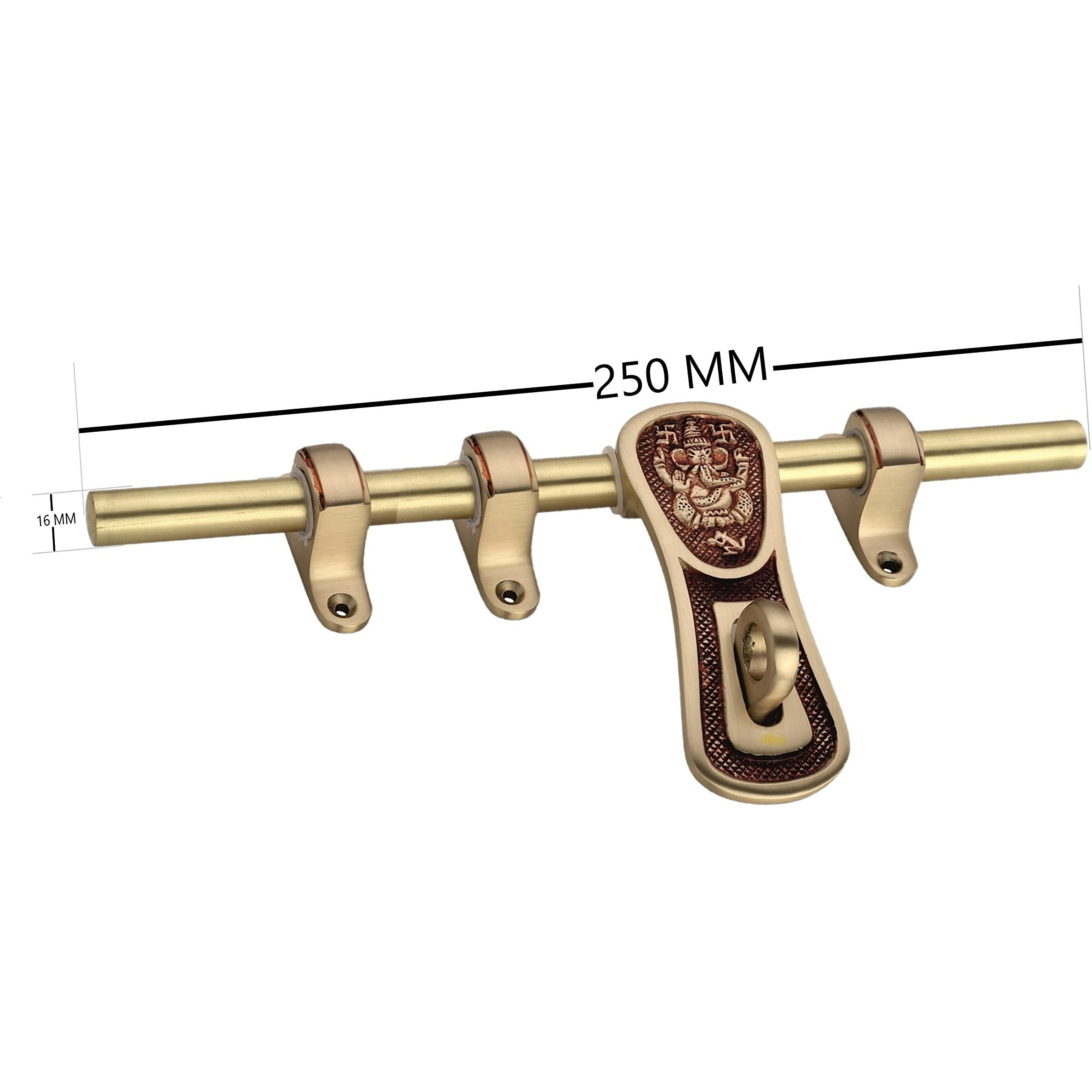 Chitra Ganesh Ji Series Brass Heavy Aldrop for Single and Double Door for Home/Office Door Pack of 2 (Matt Brush Golden Copper, 10 Inch)