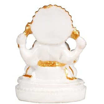 Daruh craft Lord Ganesha Idol Diwali Gifts Car Dashboard Idol with Base 4 Hands Small Ganesh Murti Ashirwad Mudra Ladoo Home Mandir Murti Housewarming Farewell Occasional Birthday Wedding Gifts