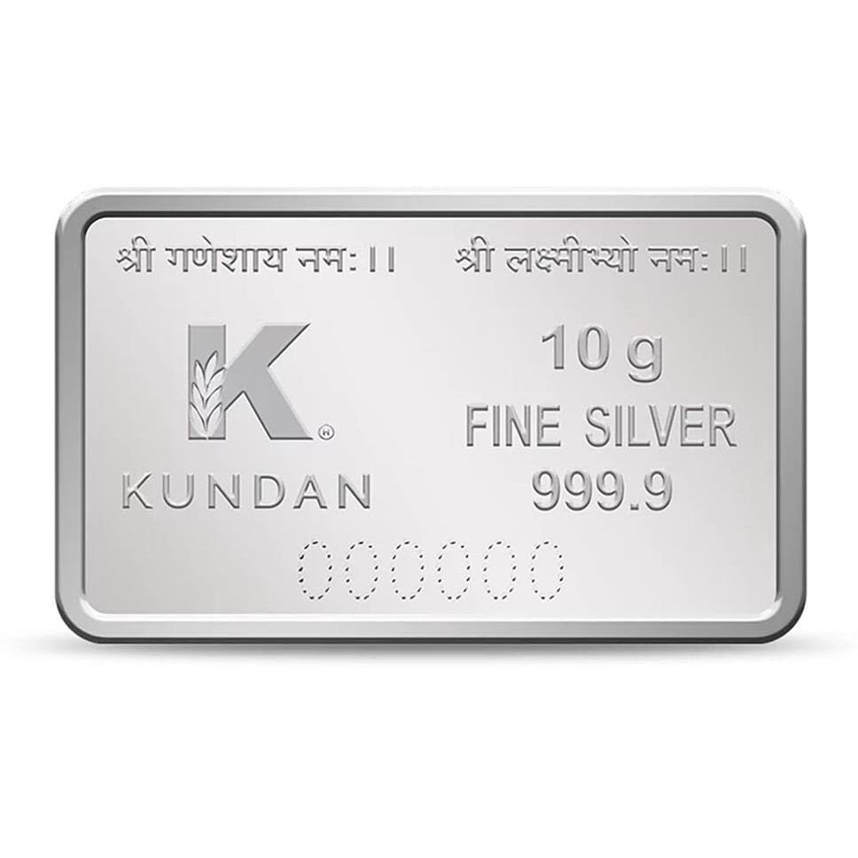 Kundan 10 gm (999.9) Lakshmi Ganesh Silver Colour Bar