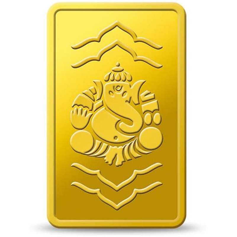 Kundan 24k (999.9) Lord Ganesh 1 gm Yellow Gold Bar