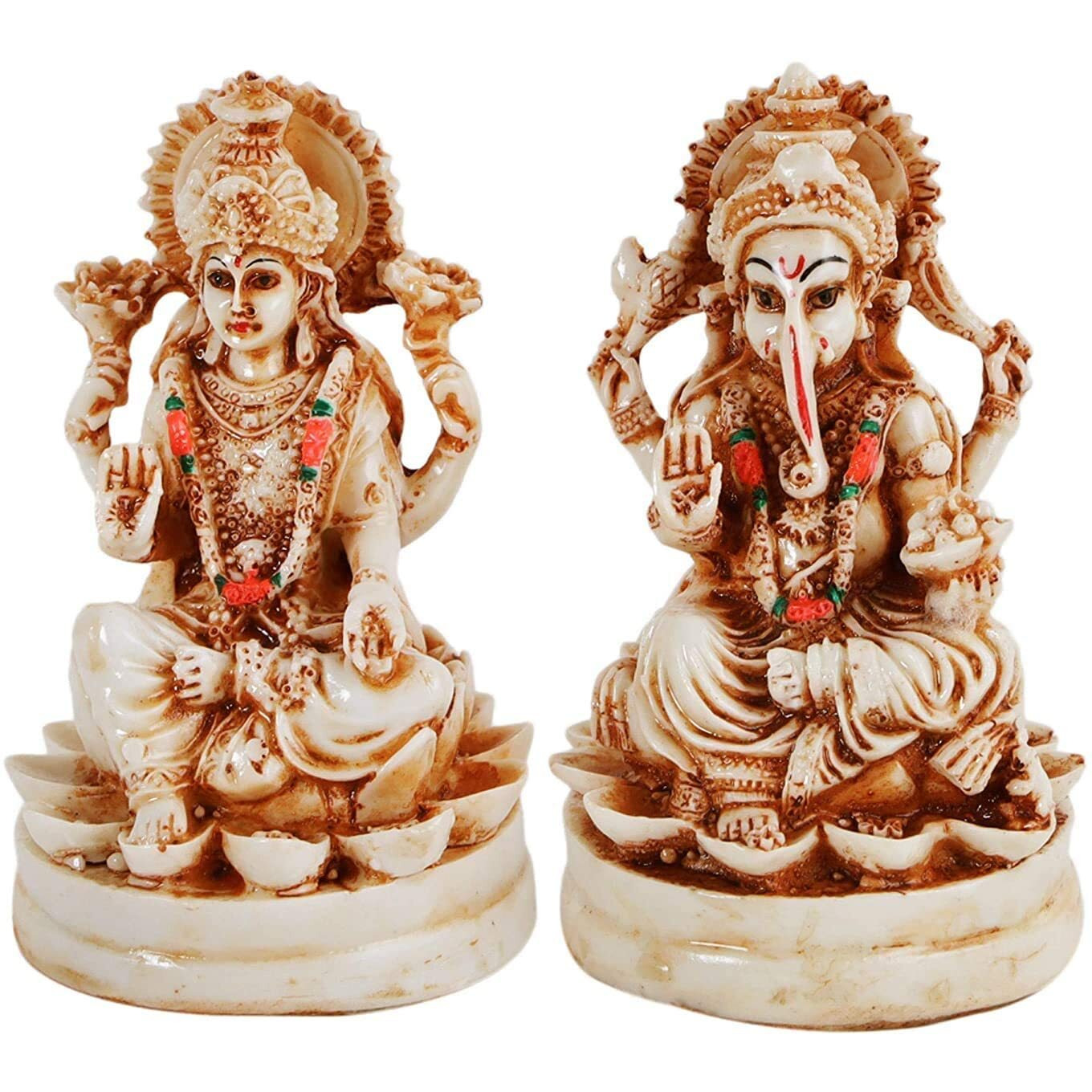 TIED RIBBONS Decorative Laxmi Ganesh Idol Statue Showpiece - Decoration Items For Home Dcor Living Room Bedroom Pooja Room Mandir Temple Table Desktop Office Gifting, Multicolour