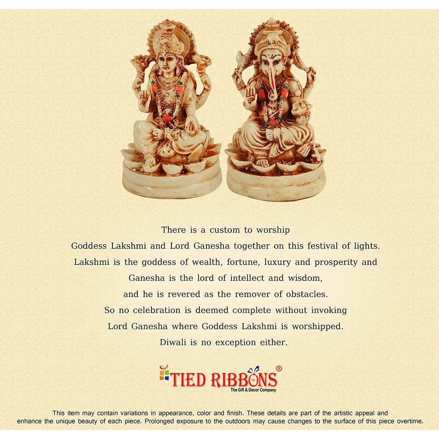 TIED RIBBONS Decorative Laxmi Ganesh Idol Statue Showpiece - Decoration Items For Home Dcor Living Room Bedroom Pooja Room Mandir Temple Table Desktop Office Gifting, Multicolour