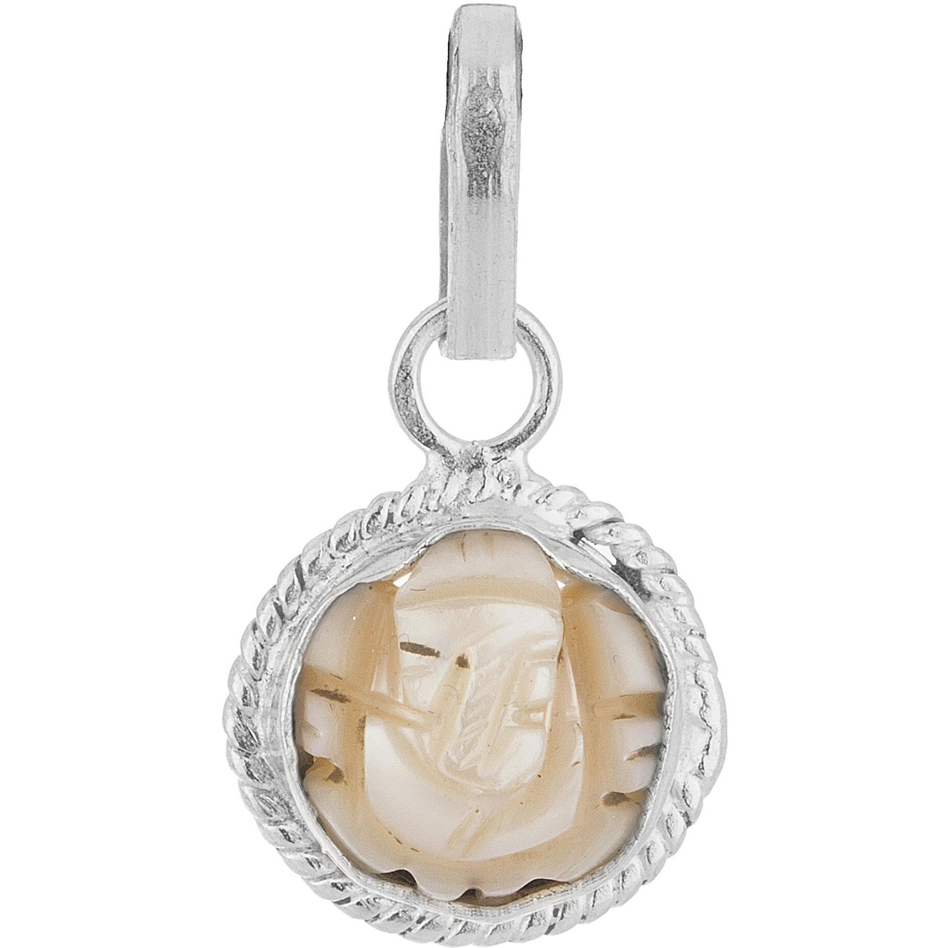 Shiv Ram Jyotish Kendra Pearl Ganesh Pendant Round White 925 Sterling Silver Jewelry For Men Women Certified Energized Astrology Birth Gemstone