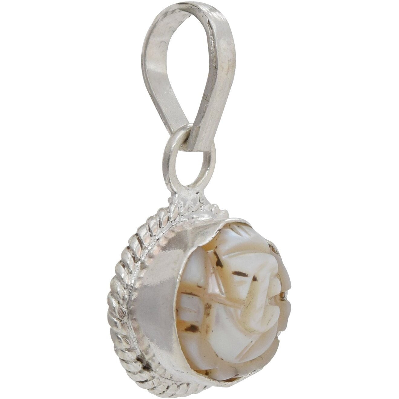 Shiv Ram Jyotish Kendra Pearl Ganesh Pendant Round White 925 Sterling Silver Jewelry For Men Women Certified Energized Astrology Birth Gemstone