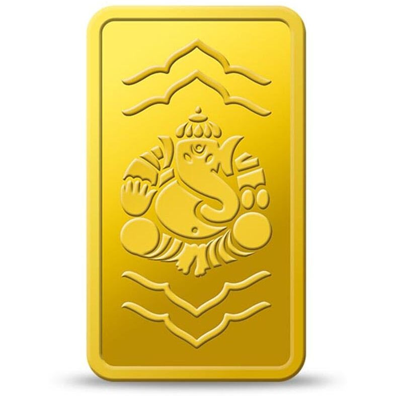 Kundan 24k (999.9) Lord Ganesh 5 gm Yellow Gold Bar