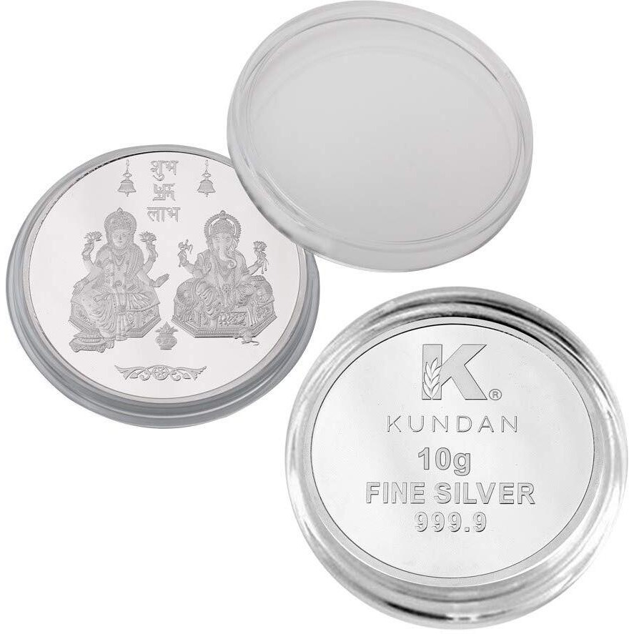 Kundan 10 gm (999.9) Lakshmi Ganesh Silver Precious Coin