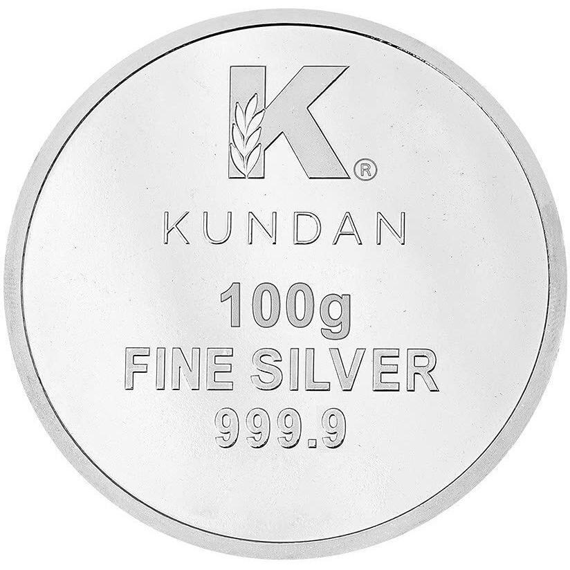 Kundan 100g (9999) Lakshmi Ganesh Silver Coin