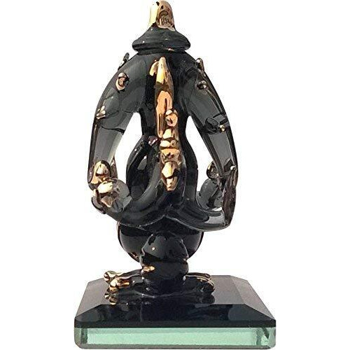 Somil God Ganesh Attractive Both Side Blessing Statue (Murti) Idol Shopiece Handmade of Crystal Glass for Worship, Decoration, Car Dashboard, Gift
