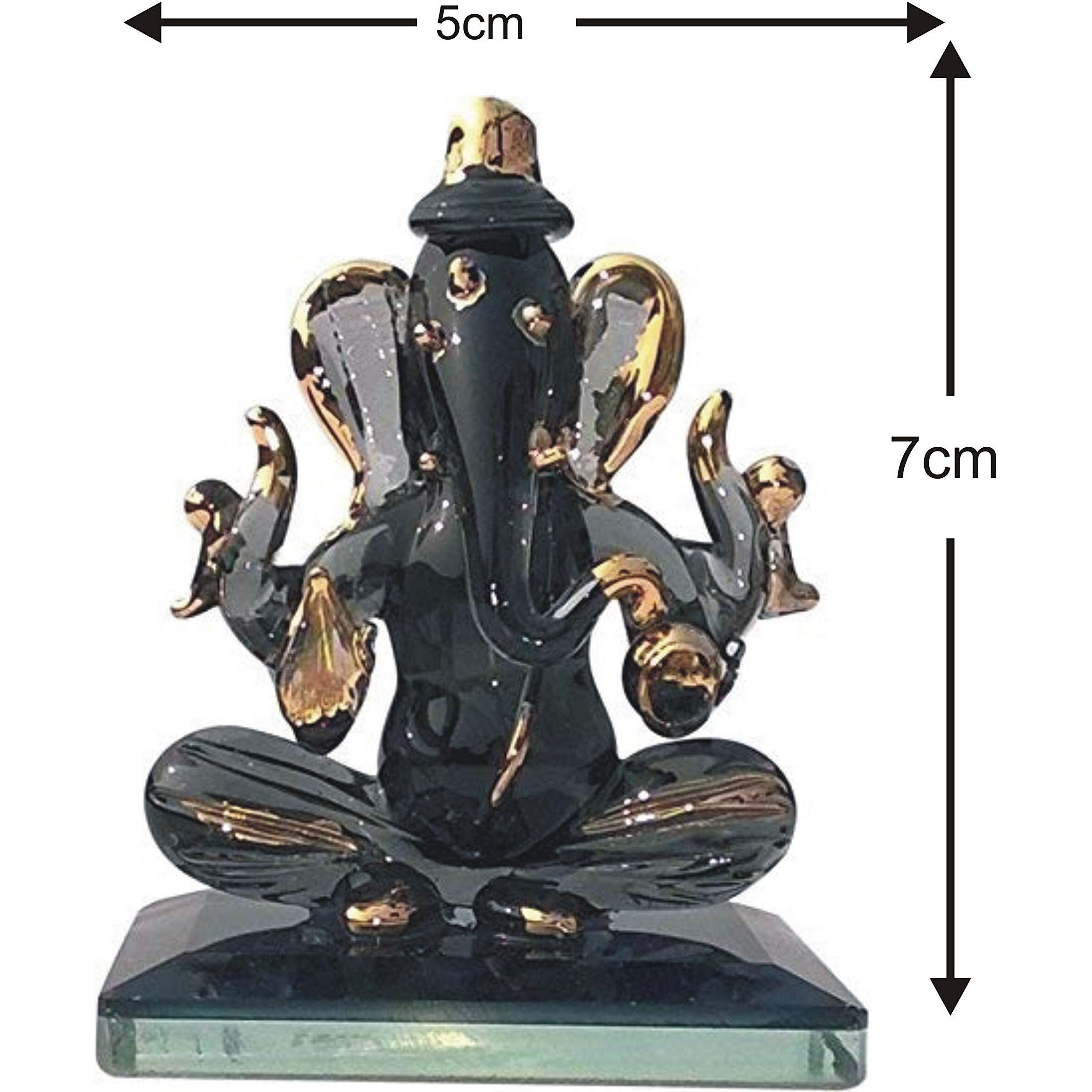 Somil God Ganesh Attractive Both Side Blessing Statue (Murti) Idol Shopiece Handmade of Crystal Glass for Worship, Decoration, Car Dashboard, Gift