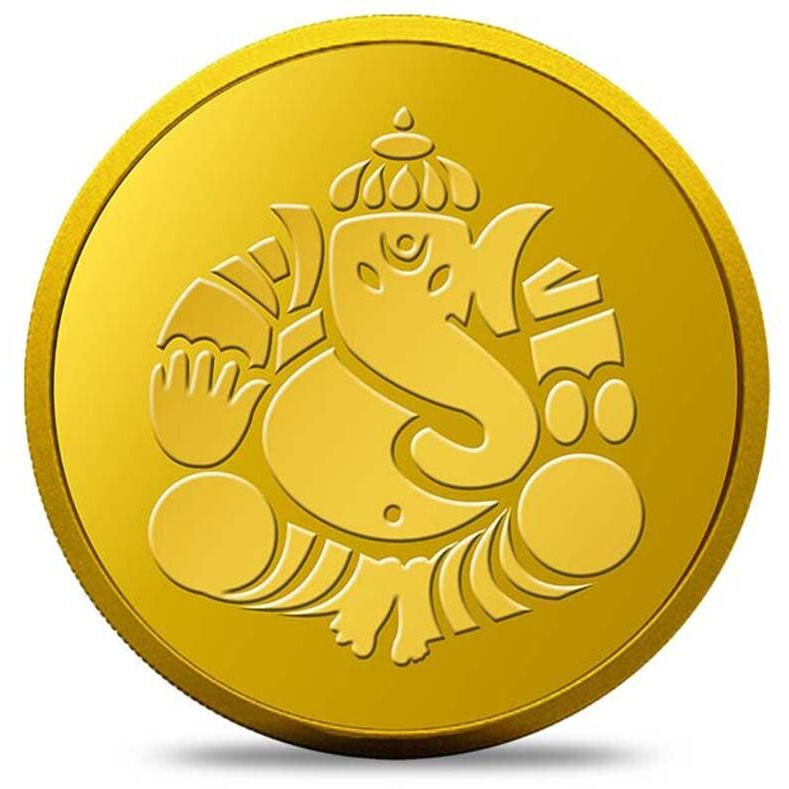 Kundan 22k (916) 4 gm Lord Ganesh Yellow Gold Coin