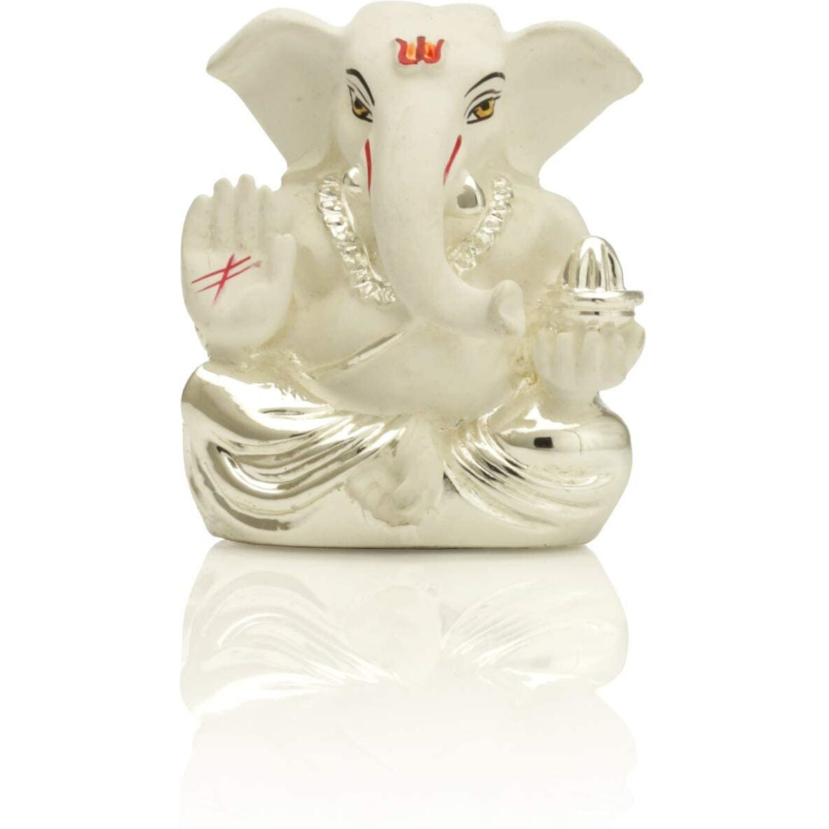 CraftVatika Ganesha Idol for Gift Combo- Silver Plated Ganesha Statue - Ganesh Chaturthi Gift - Car Dashboard  Gift for Mother Father Sister Brother Girlfriend