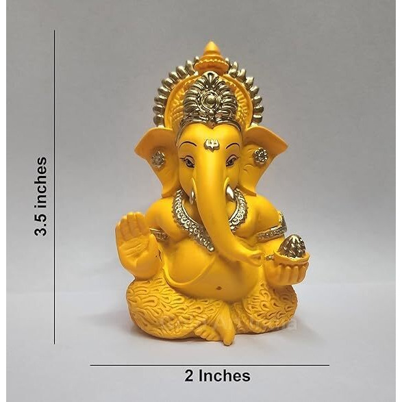 Gold Art India Mango Terracota Two Tone Ganesha Murti and Makhan Krishna Idol for Home Decor | Laddu Gopal murti for Gifting | Makhan Chor Idol | Puja Lord Krishna Ganesh Statue Gift Figurine