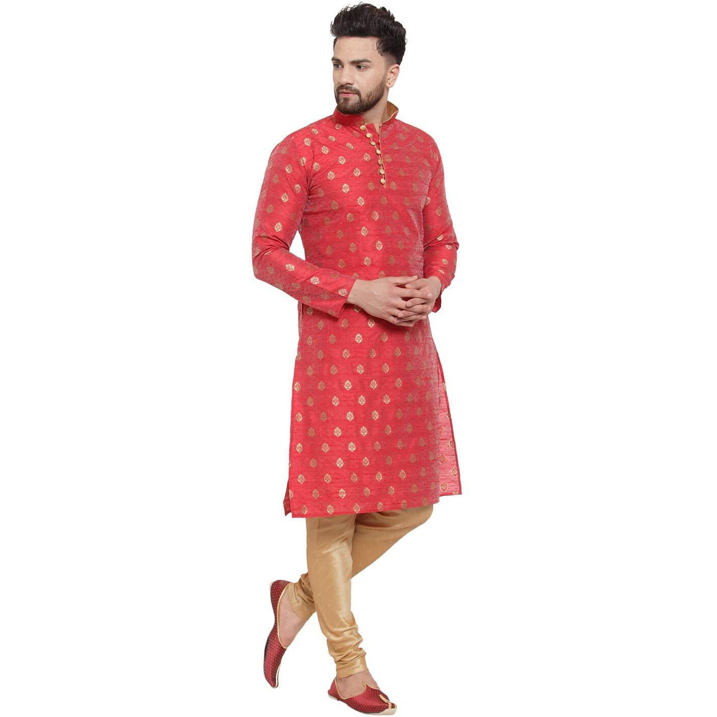 Larwa Ethnic Loop Button Ganesh print Kurta Pyjama set Maroon,SIZE38