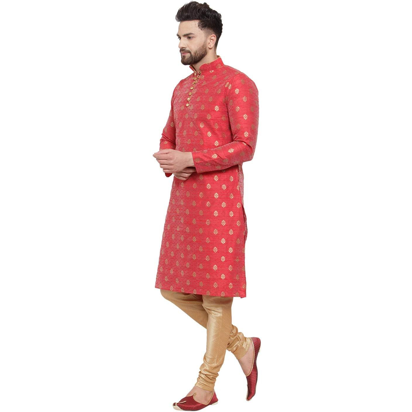 Larwa Ethnic Loop Button Ganesh print Kurta Pyjama set Maroon,SIZE38