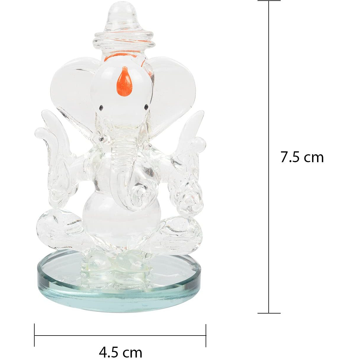 iCraft God Ganesh Sitting with Chakra Statue (Murti) Idol Showpiece Handmade of Crystal Glass by for Worship, Decoration, Car Dashboard, Gift (Blue), Small