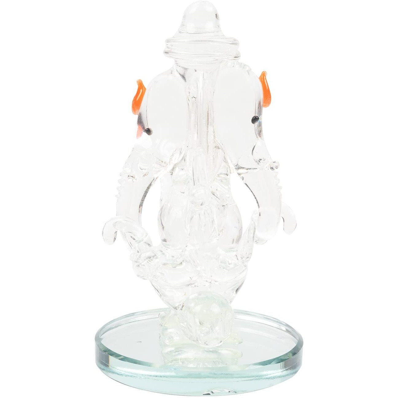 iCraft God Ganesh Sitting with Chakra Statue (Murti) Idol Showpiece Handmade of Crystal Glass by for Worship, Decoration, Car Dashboard, Gift (Blue), Small